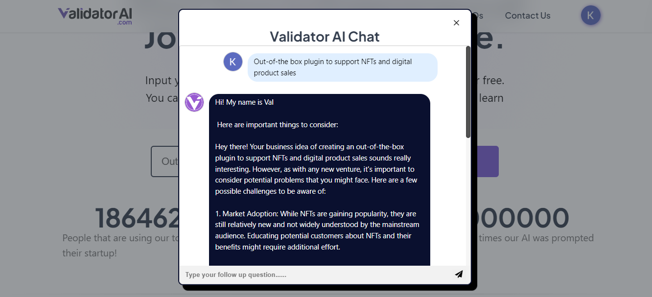 ai for validating a startup idea